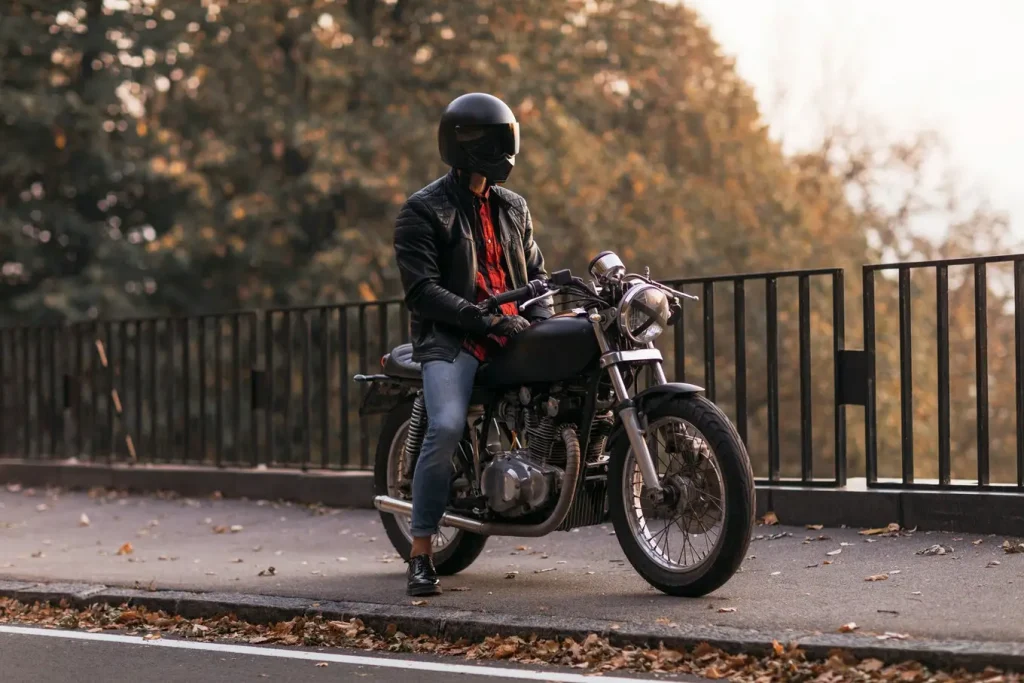 chlopak w kasku na motocyklu 1024x683 - Czy istnieją ograniczenia wiekowe przy wypożyczaniu motocykla?